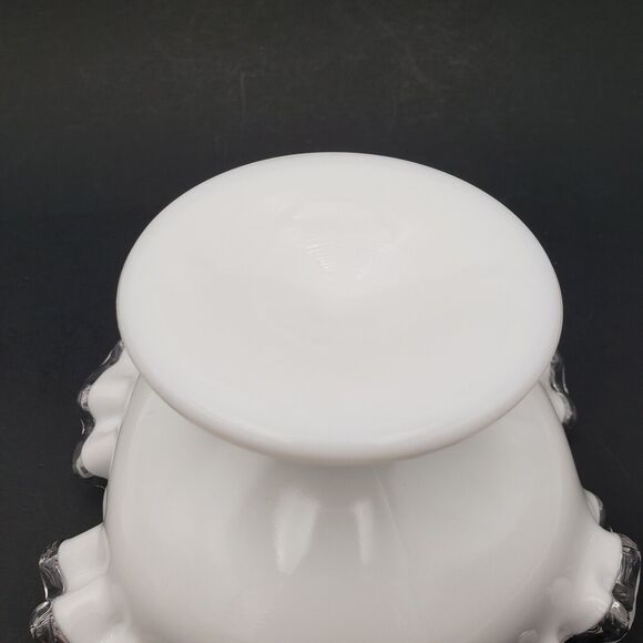 Vintage Fenton Silver Crest Milk Glass Compote Circa 1942-1972 - Picture 3 of 10